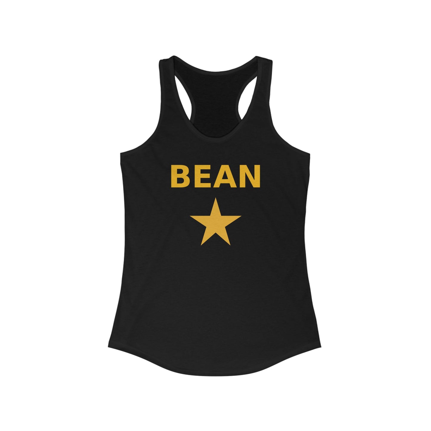 Black tank top with 'BEAN' and a star design on a white background