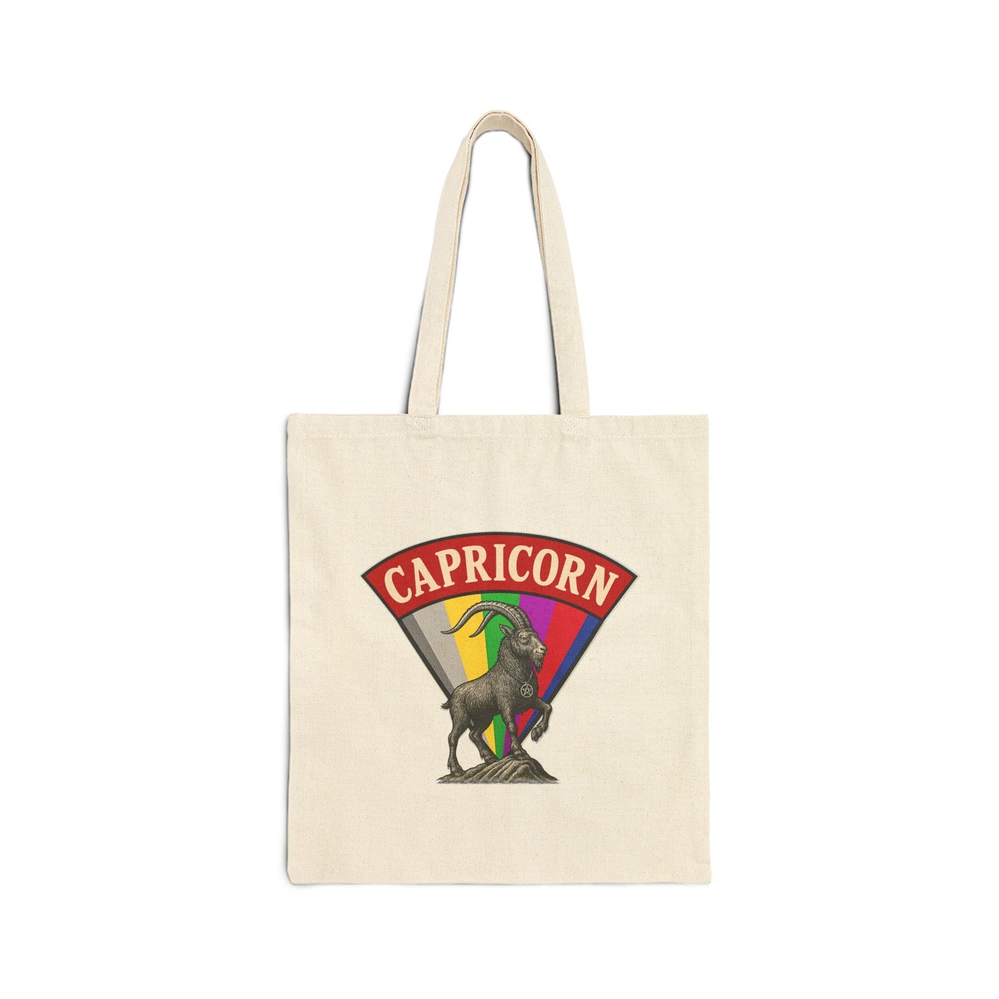 Tote bag with Capricorn zodiac sign design on a white background