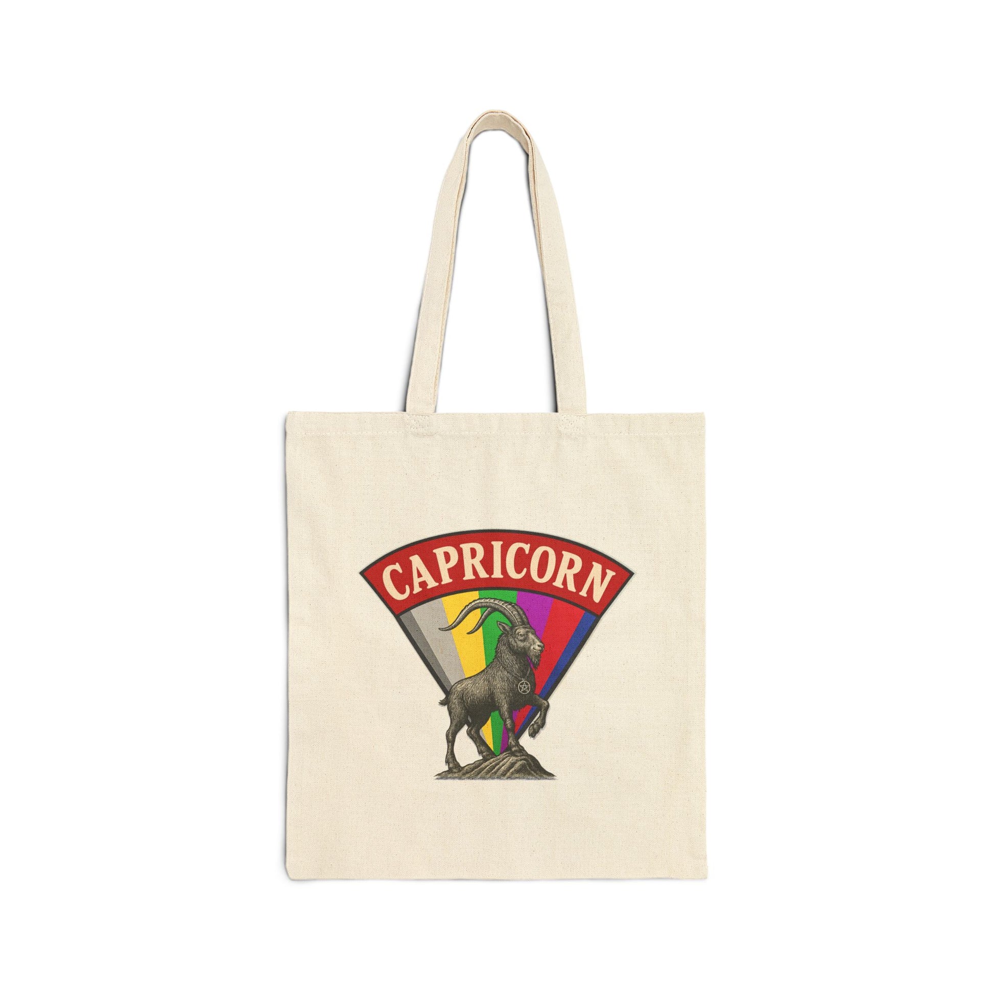 Tote bag with Capricorn zodiac sign design on a white background