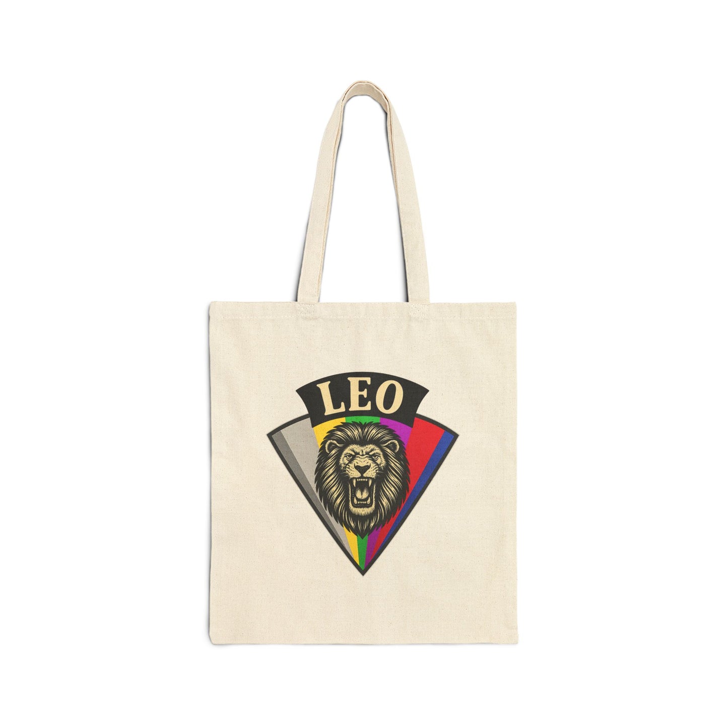 Tote bag with Leo zodiac sign design on a white background