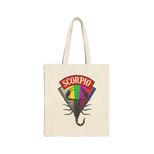 Tote bag with Scorpio zodiac design on a white background