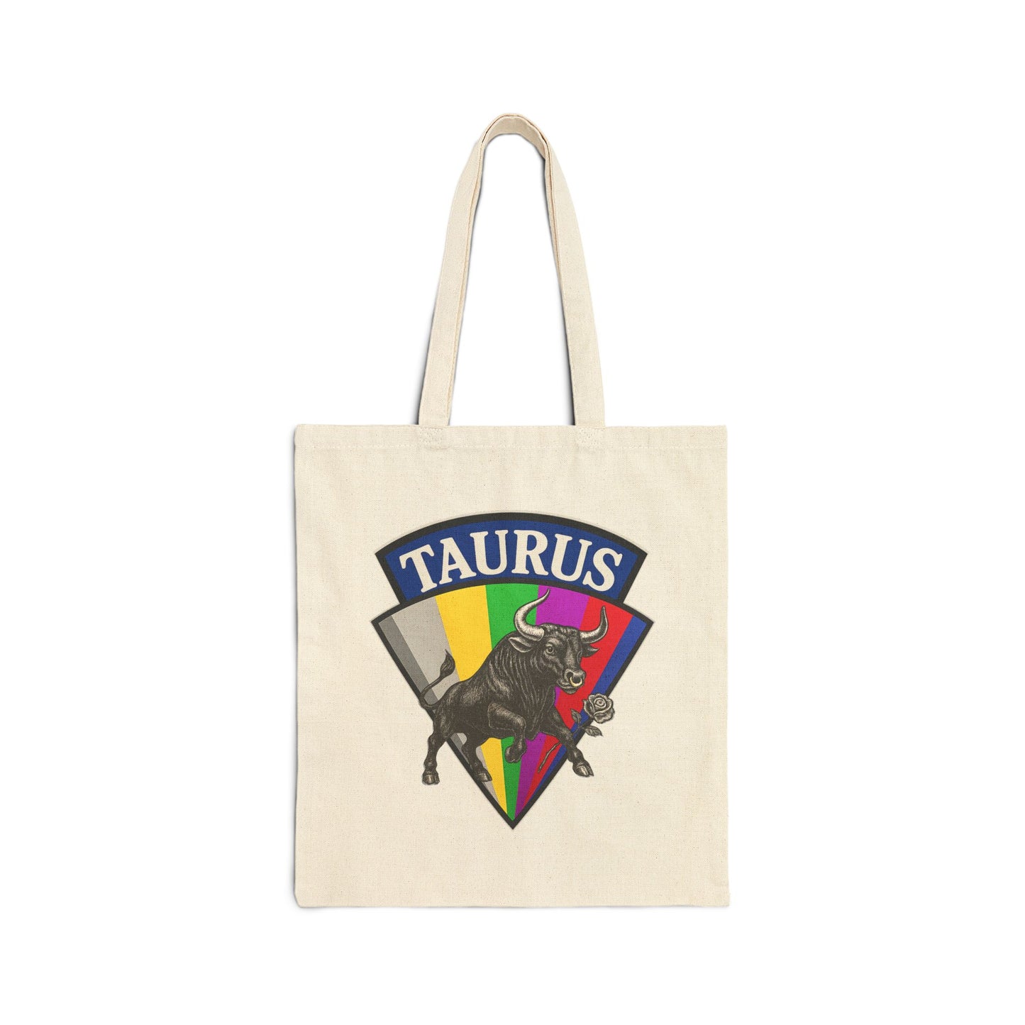 Tote bag with Taurus zodiac sign design on a white background