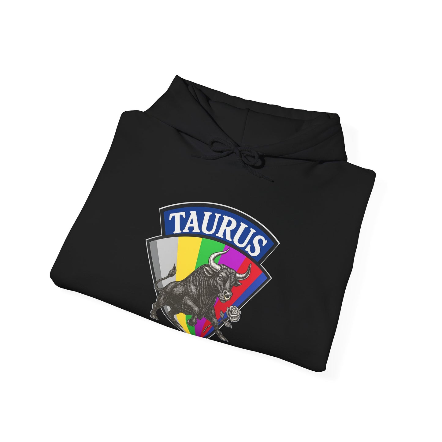 Black hoodie with Taurus logo on a white background