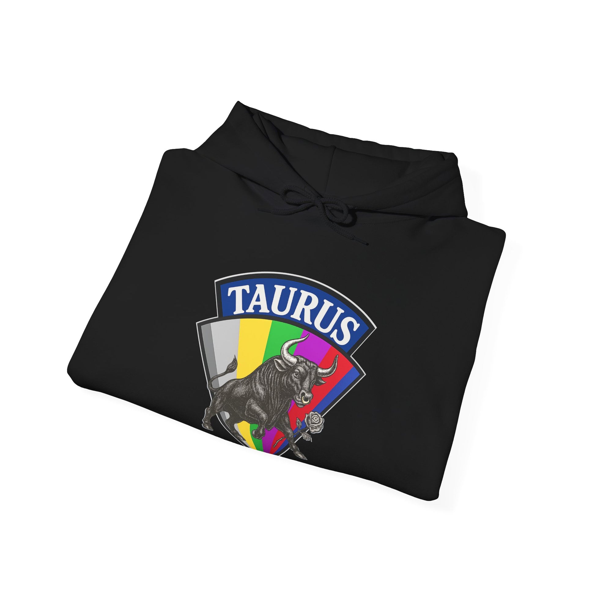 Black hoodie with Taurus logo on a white background