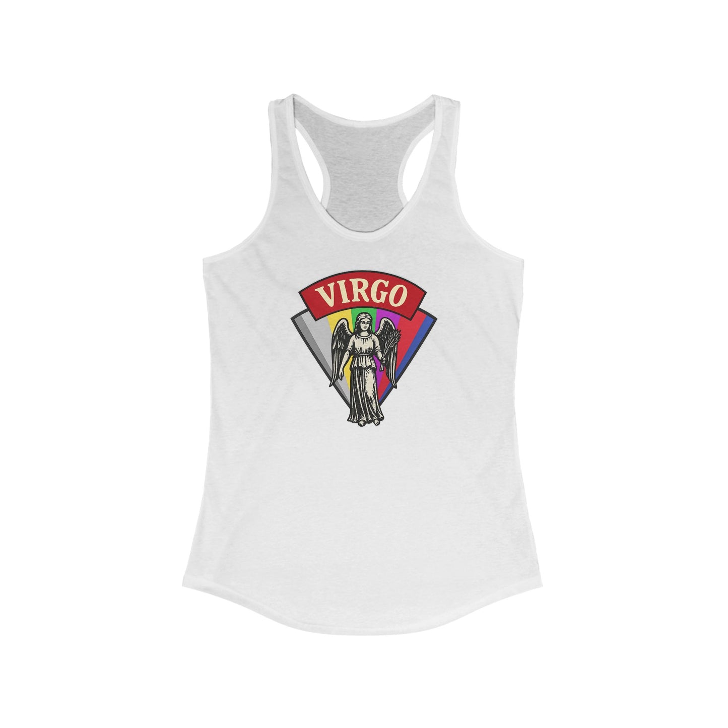 White tank top with 'Virgo' design on a white background